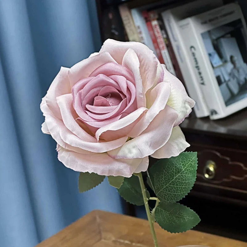 8 Artificial Silk Long Stem Rose Branches – Wedding Floral Decor Artificial Silk Flowers Axl
