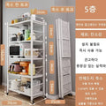 Foldable Multilayer Storage Rack with Wheels | Iron Frame Shelf Rolling Storage Rack Axl 5-layer white