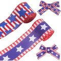 Patriotic Star Ribbon 2 Rolls – Red White Blue Polyester 60mm Decorative Ribbon Axl AECH04-18302