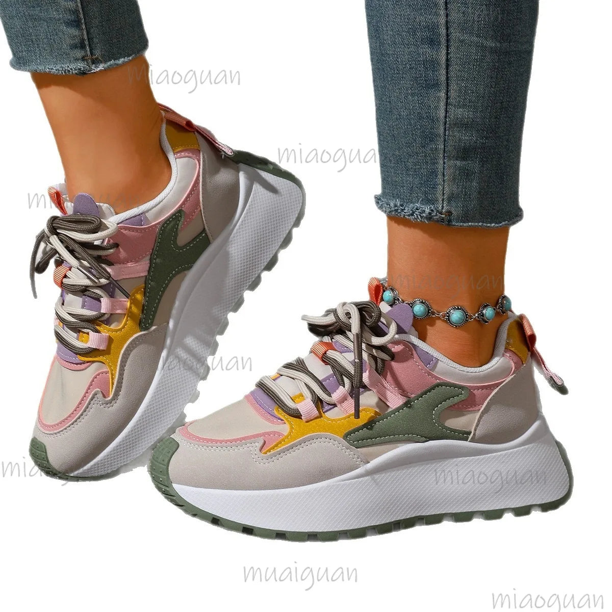 Women's Thick Sole Sneakers – Breathable Height Boost Casual Shoes Women's Platform Sneakers Axl