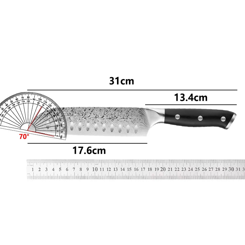 7-Inch Santoku Chef Knife – Laser-Textured Stainless Steel Santoku Chef Knife Axl