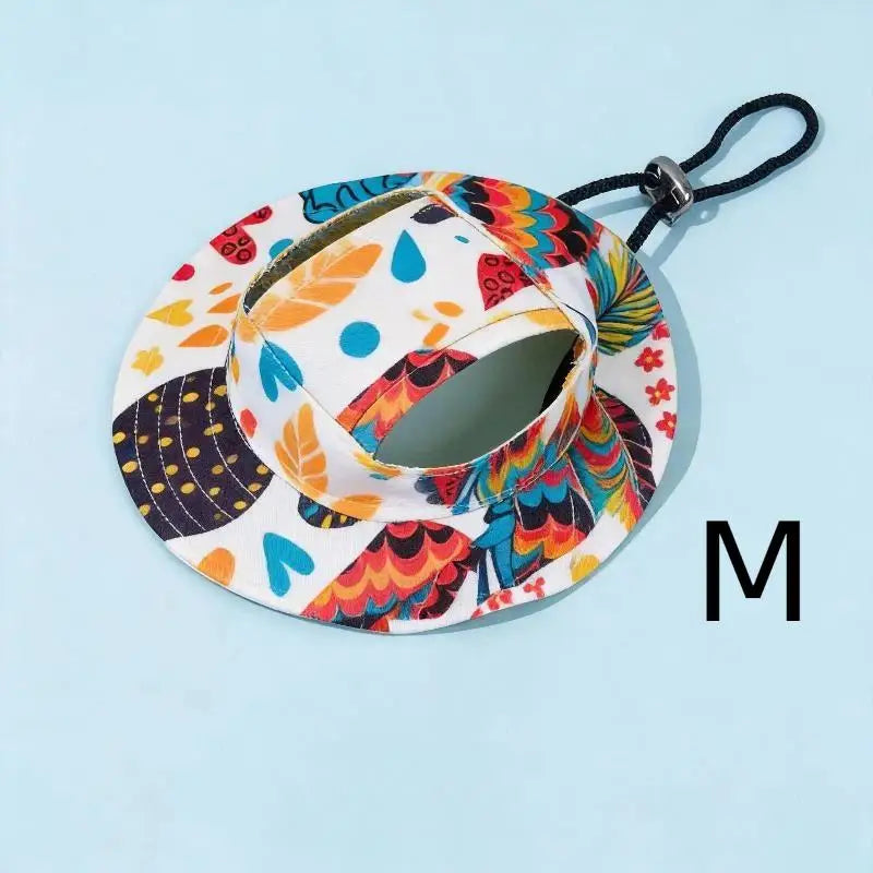 Pet Cowboy Hat with Ear Holes | Sun Hat for Cats & Small Dogs Pet Hat Accessory Axl multicolor M