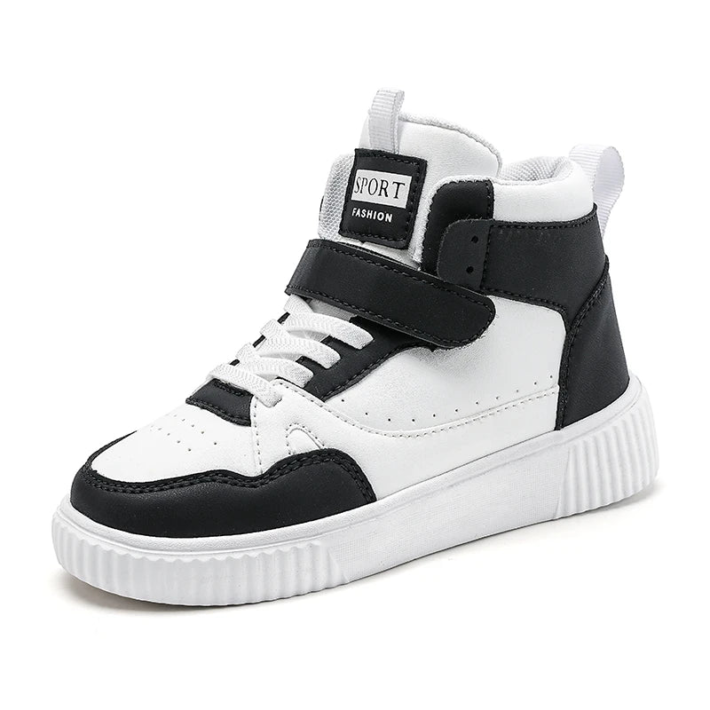 Kids High-Top Sneakers | Unisex Breathable Board Shoes Kids High-Top Sneakers Axl white and black 36