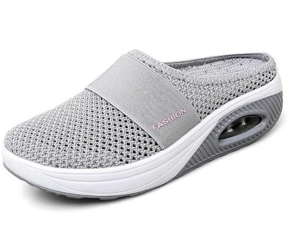 Women's Mesh Mule Slippers – Slip-On Flat Shoes Sizes 5–14 Mule Slippers Axl gray 36