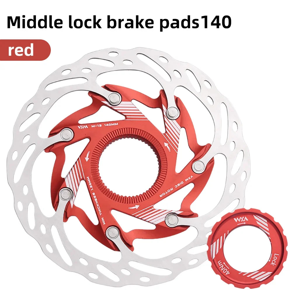 VXM Disc Brake Rotor 140mm 160mm CNC Aluminum Center Lock MTB Disc Brake Rotor Axl 140mm Red
