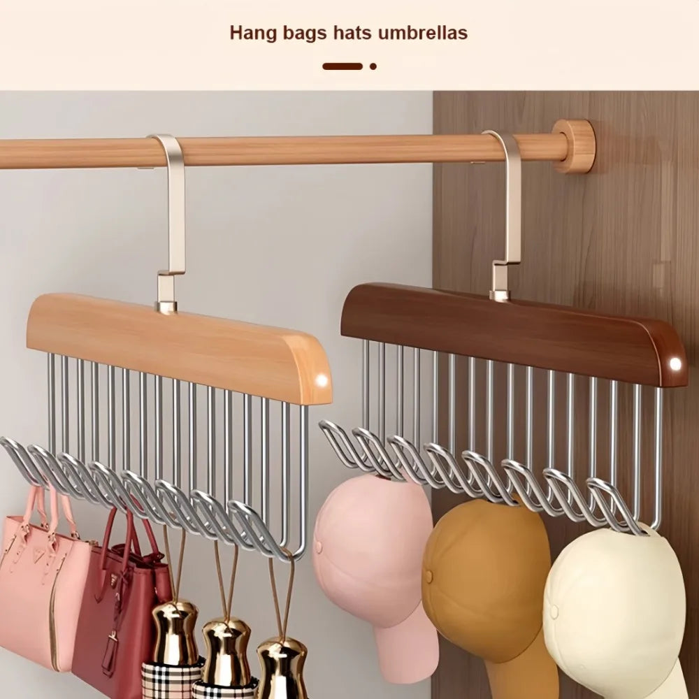 Solid Wood 8-Hook Wall Hanger Rack for Coats, Hats & Bags Wall Hook Rack Axl