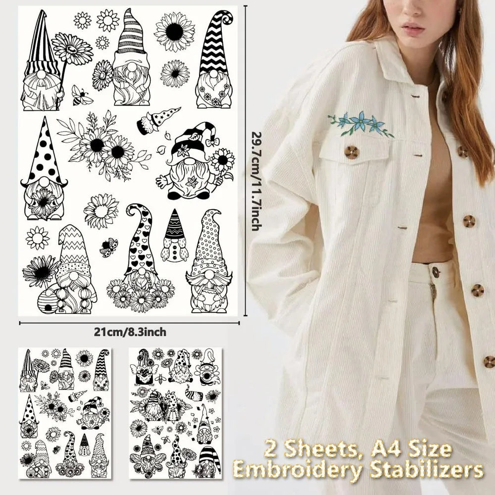 Gnome Water Soluble Embroidery Stabilizer Sheets – 2 Pack A4 Embroidery Stabilizer Axl