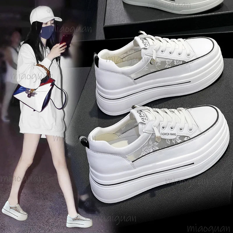 Women's 7CM Platform Sneakers – Slip-On Height Boosting Shoes Platform Sneakers Axl