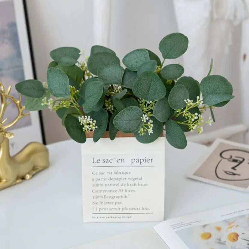 Artificial Silk Eucalyptus Leaf Stems 15/30 Pcs – DIY Decor Artificial Leaf Stems Axl