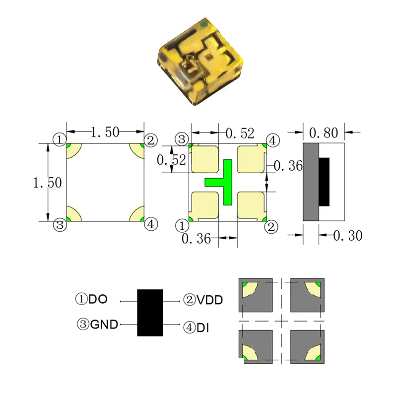WS2812B 5V Addressable RGB LED SMD Chips – Full Color Pixel Addressable LED Chip Axl 5V 1515 LED 100Pcs