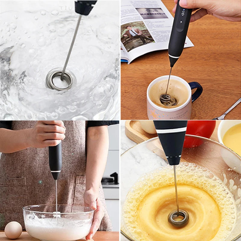 BALASHOV USB Rechargeable Milk Frother – 3-Speed Handheld Whisk Handheld Milk Frother Axl