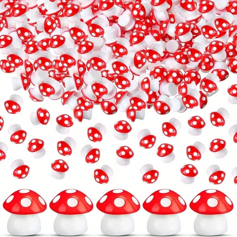 50 Mini Resin Mushroom Figurines – Terrarium & Garden Décor Garden Figurines Axl 50pcs