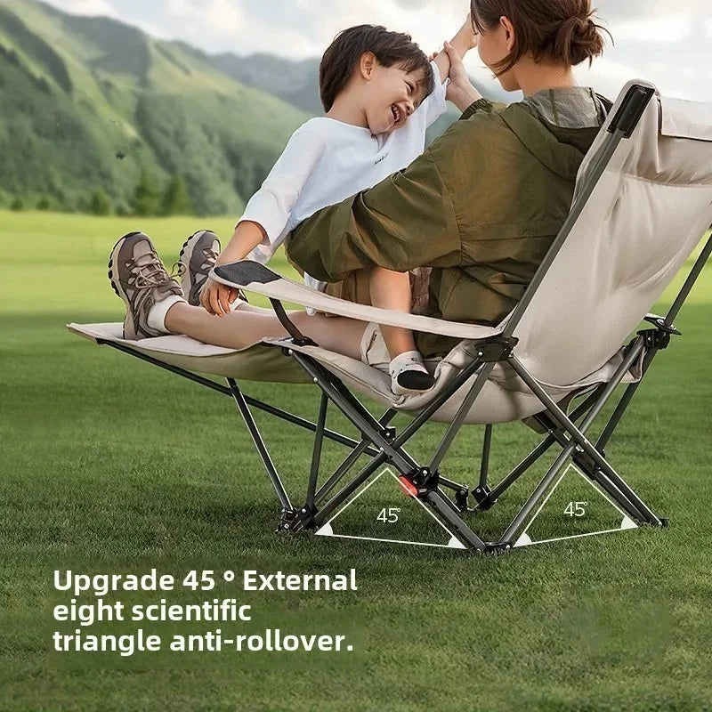 Folding Recliner Camping Chair – Cushioned & Adjustable Backrest Folding Camping Chair Axl