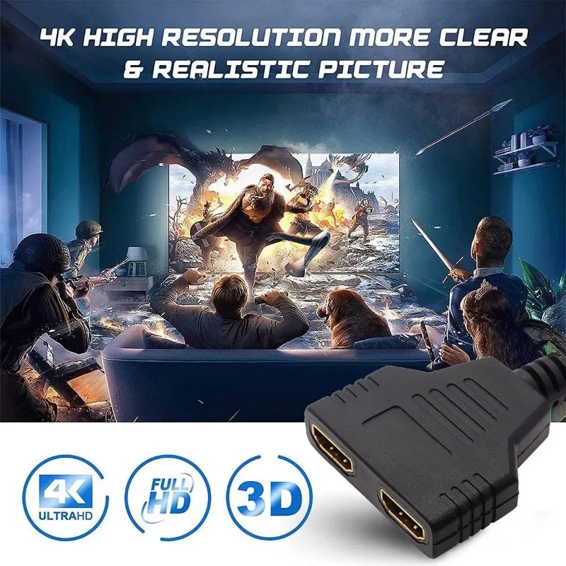 HD 1080P HDMI Splitter – 1 In 2 Out Dual Port Adapter Cable HDMI Splitter Adapter Axl