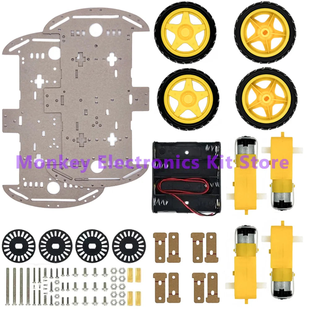 4WD Smart Robot Car Chassis Kit – DIY Speed Encoder & Battery Robot Car Kit Axl 4WD Kit