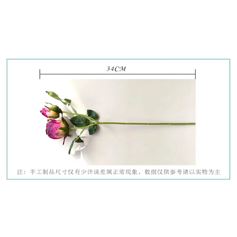 20pcs Burnt Edge Artificial Rose Stems | Dual-Head 34cm Décor Artificial Flower Stems Axl