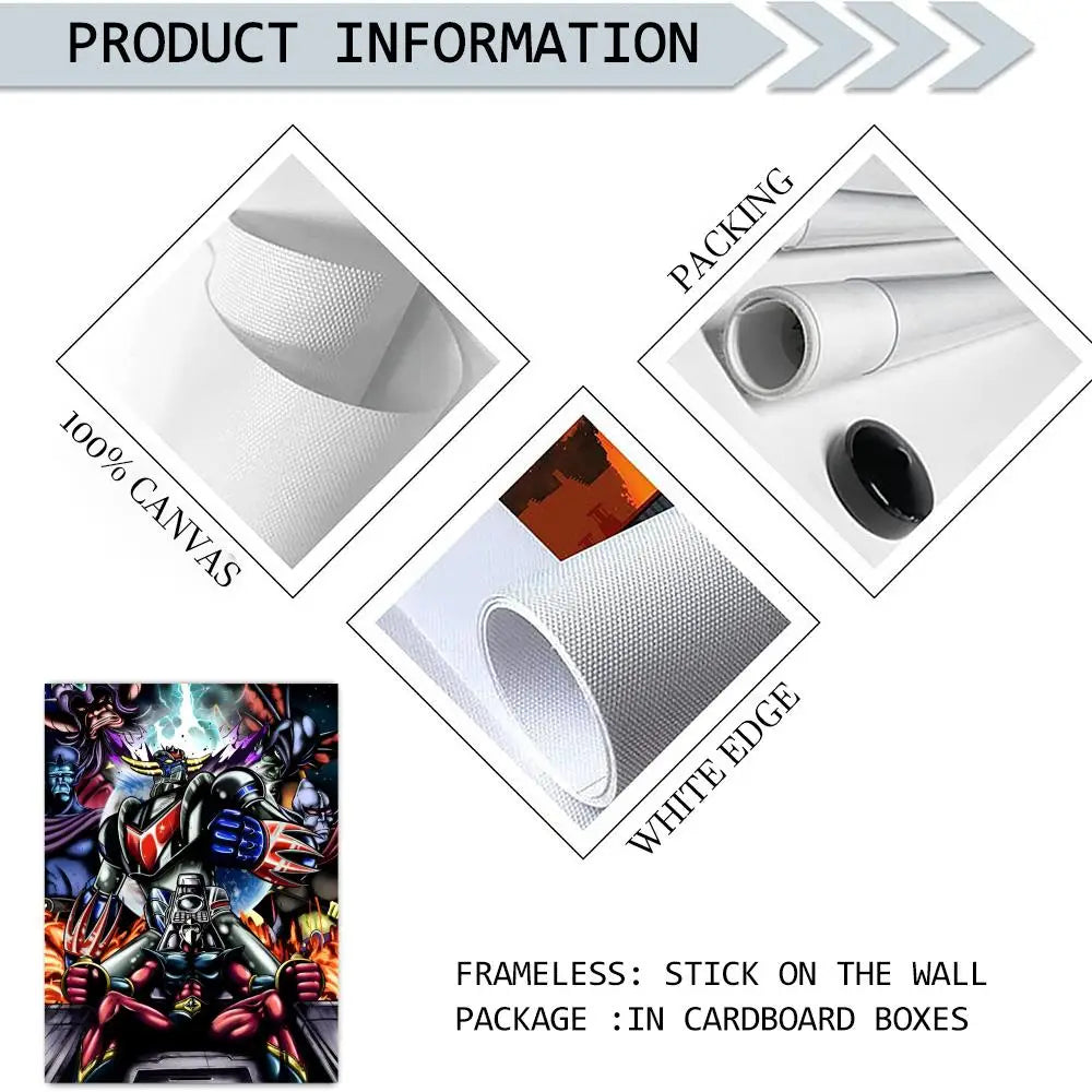 UFO Robot Grendizer Anime Canvas Wall Art Frameless Poster Canvas Wall Art Axl
