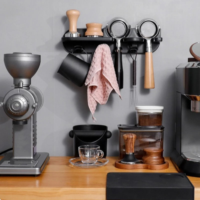 Wall-Mounted Espresso Organizer – Portafilter & Tamper Holder Coffee Accessories Organizer Axl
