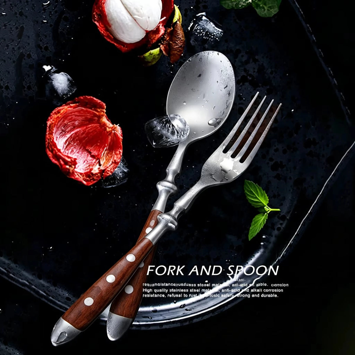 6-Piece Stainless Steel Cutlery Set – Steak Knife, Forks & Spoons Flatware Cutlery Set Axl