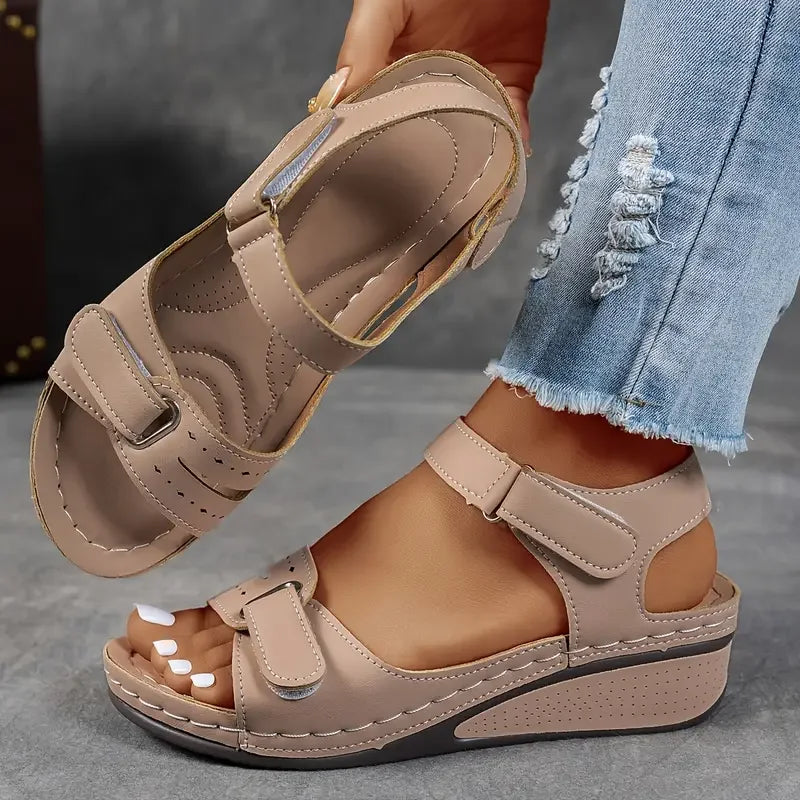 Women's Open Toe Wedge Sandals – Soft Buckle Summer Shoes Women's Wedge Sandals Axl