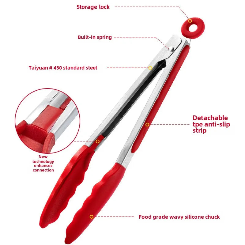 Silicone BBQ Tongs – Heat-Resistant Stainless Steel Kitchen Tool BBQ Kitchen Tongs Axl