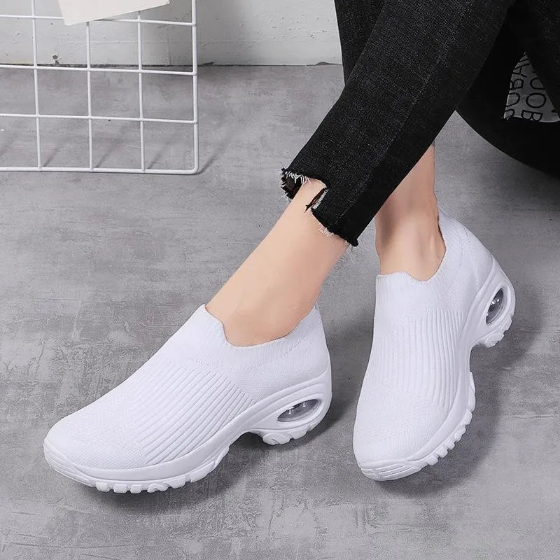 Women's Wedge Platform Sneakers – Breathable Slip-On Shoes Wedge Platform Sneakers Axl WHITE 42