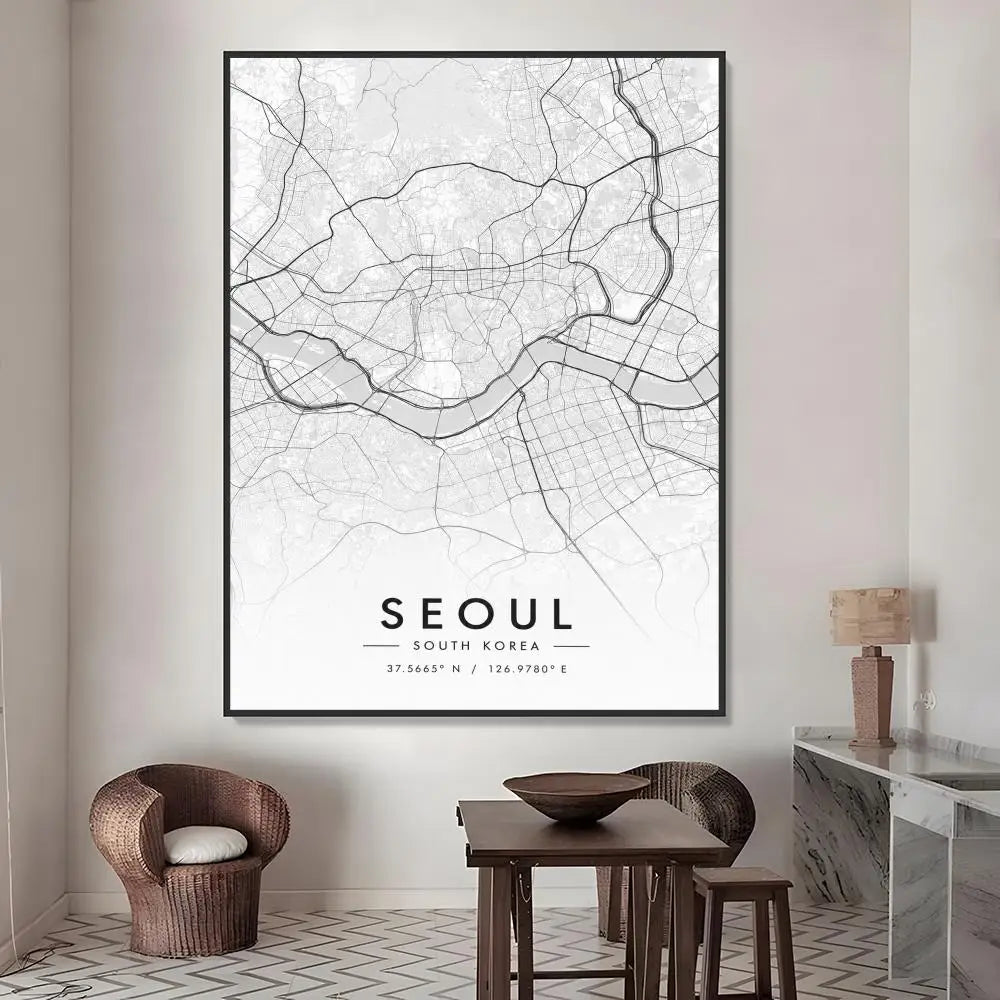 City Map Art Poster – HD Waterproof Wall Sticker Décor Wall Art Sticker Axl White04 50X70cmNoframe