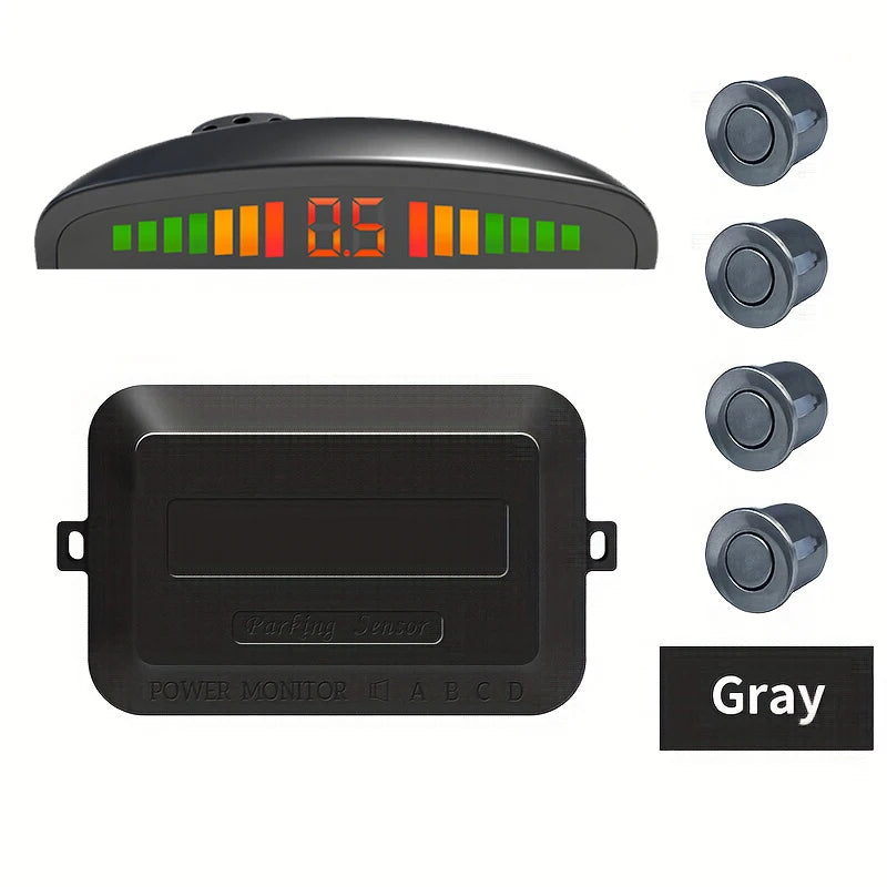 Car LED Parking Sensor Kit 4 Sensors Reverse Backup Radar 12V Parking Sensor Kit Axl Grey 4.3 Inches