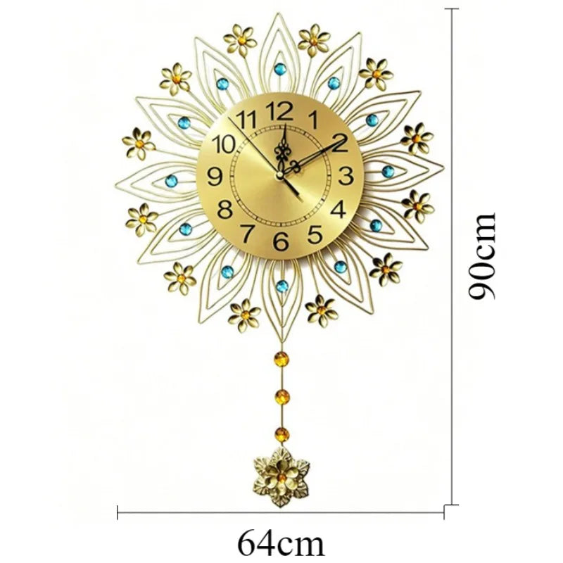 Modern Luxury Sunburst Wall Clock – Silent Gold Minimalist Decorative Wall Clock Axl 64X90CM