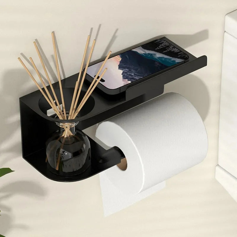 Self-Adhesive Wall-Mounted Toilet Paper Holder & Shelf Toilet Paper Holder Axl