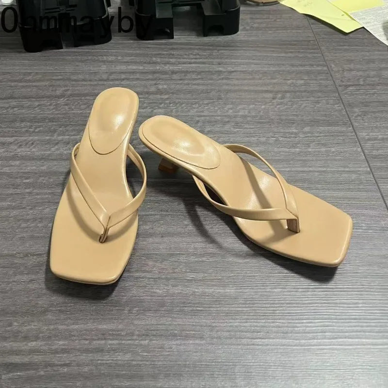 Women's Clip Toe Mule Slides – Low Square Heel Summer Slippers Mule Slide Sandals Axl