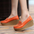 Women's Sequin Platform Wedge Loafers – Slip-On Casual Heels Platform Wedge Loafers Axl Orange color 36