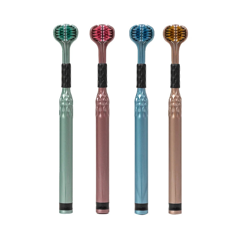Triple Head U-Shape Toothbrush – Soft Bristles & Tongue Scraper Manual Toothbrush Axl