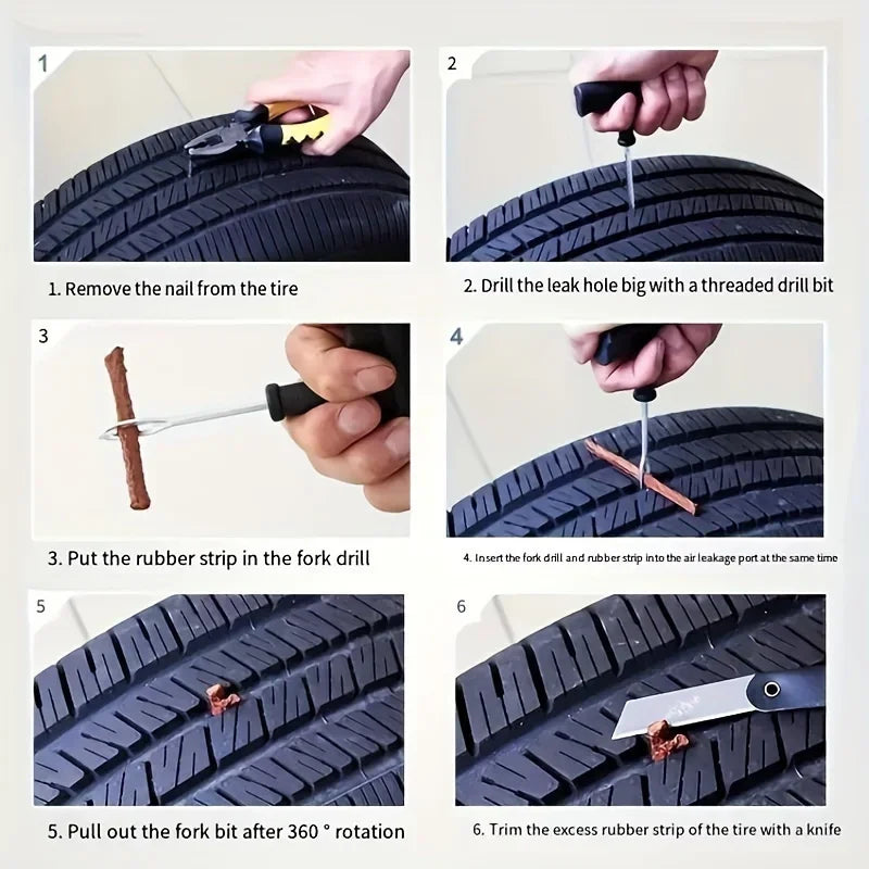 Car & Motorcycle Tire Repair Kit – Emergency Puncture Tool Tire Repair Kit Axl
