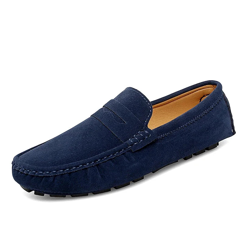 Men's Suede Leather Slip-On Loafers – Casual Flat Shoes Men's Loafers Axl blue 36