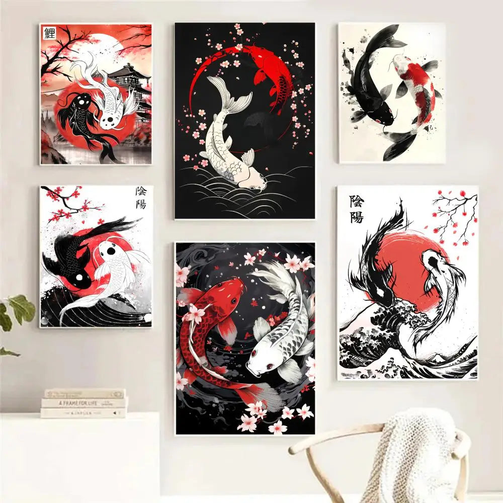 Lucky Koi Yin Yang Canvas Wall Art | HD Print Home Decor Canvas Wall Art Axl