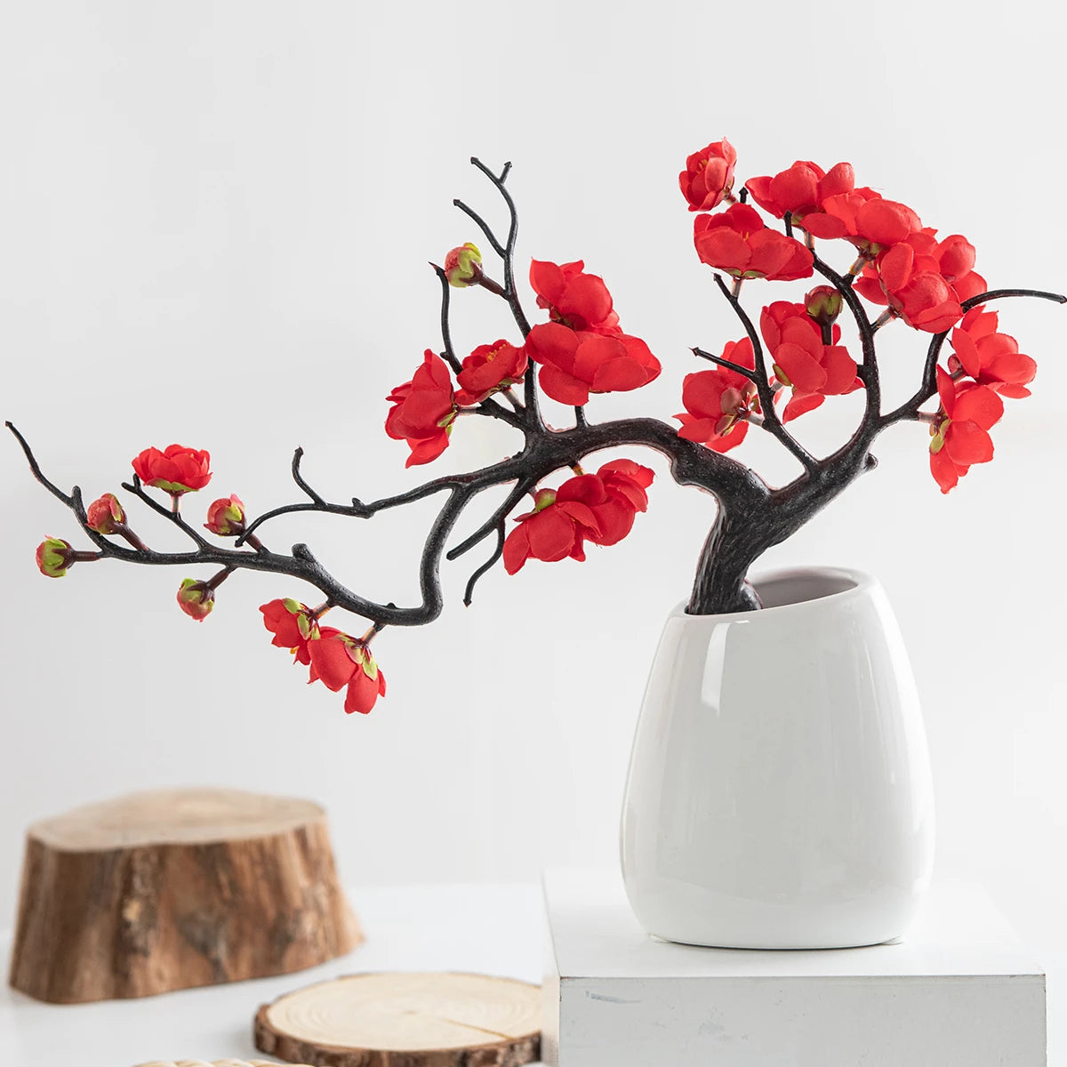 Silk Plum Blossom Branch – Artificial Spring Flower Décor Artificial Flower Branch Axl