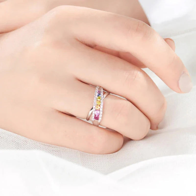 Huitan CZ Cross Ring – Colorful Cubic Zirconia Women's Ring Fashion Ring Axl