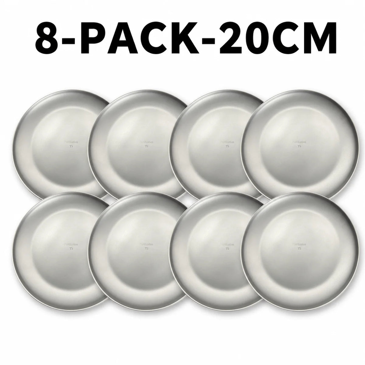 Titanium Stainless Steel Camping Plates | Stackable BBQ Tray Set Camping Dinner Plates Axl 8-Pack-20cm