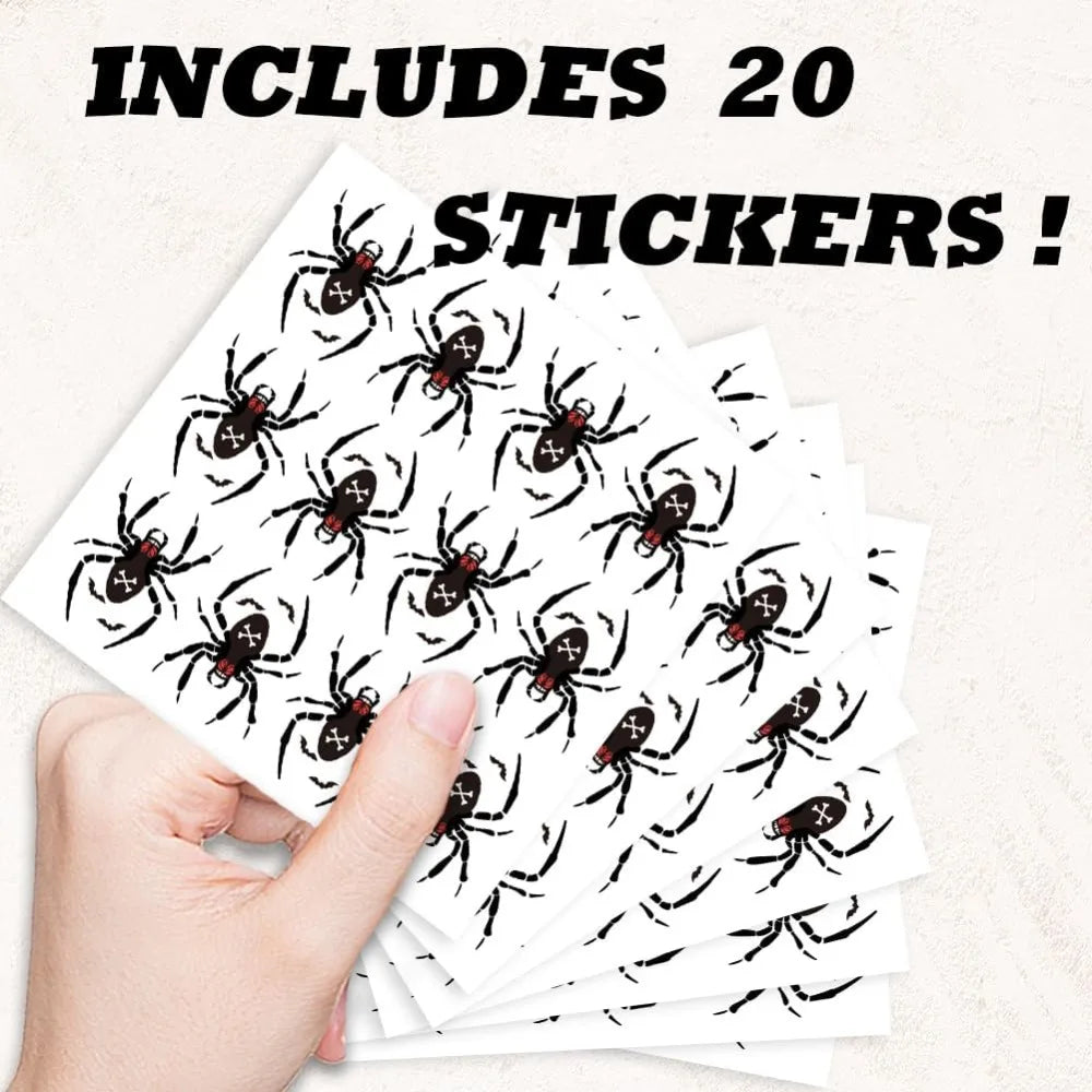240 Spider Halloween Self-Adhesive Stickers – 12 Patterns Decorative Stickers Axl