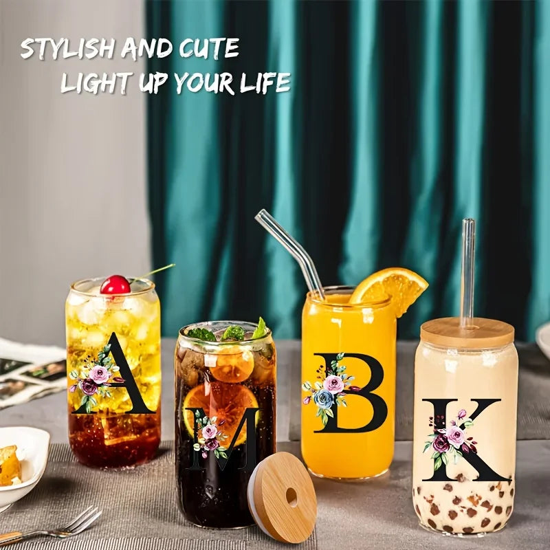 470ml Glass Tumbler with Bamboo Lid & Straw | Mason Jar Cup Glass Tumbler Axl
