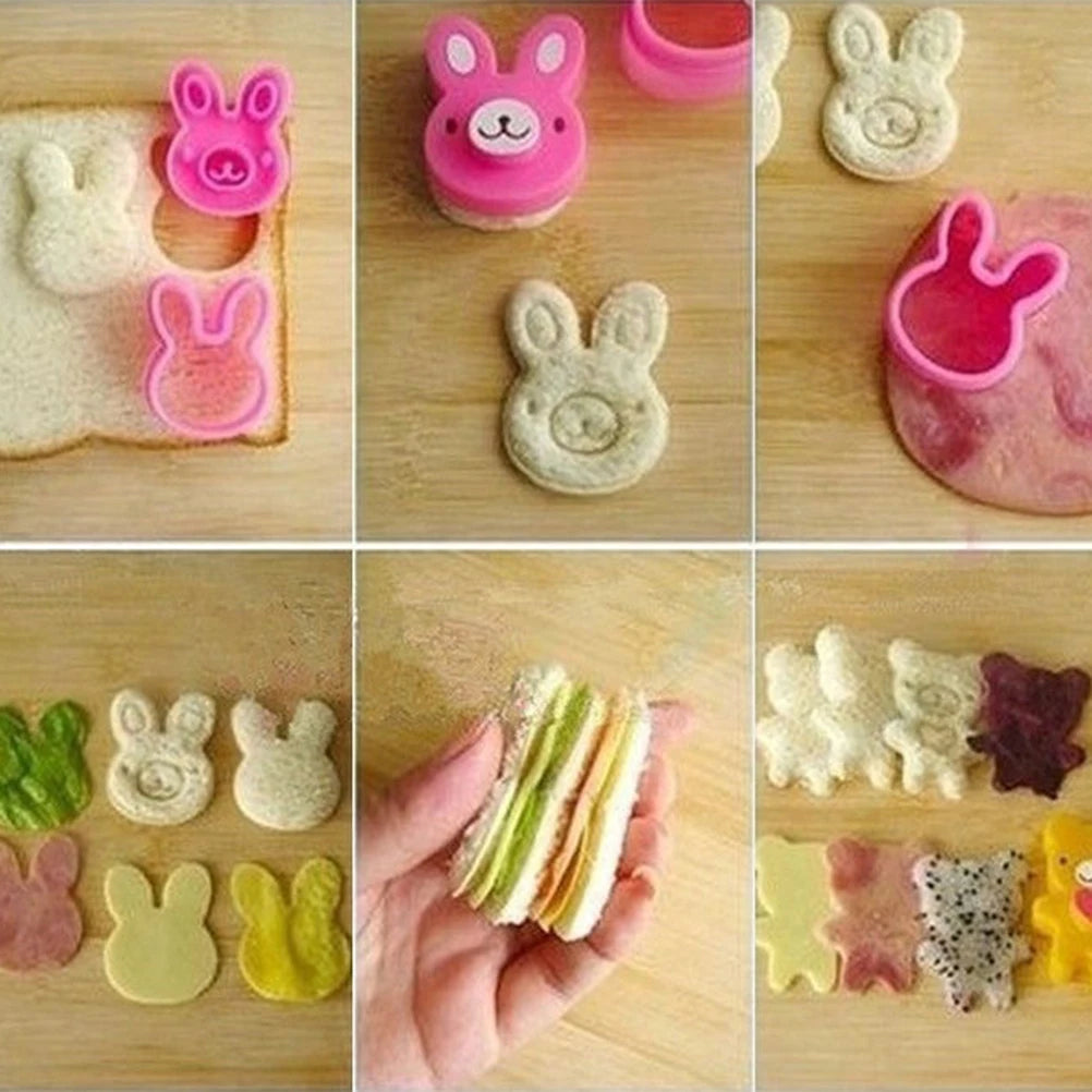 3-Piece Sandwich Crust Cutter Mold Set – Rabbit, Bear & Flower Sandwich Cutter Mold Axl