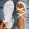 HAJINK Women's Flat Sandals – Narrow Band Beach Summer Shoes Women's Flat Sandals Axl WHITE 41