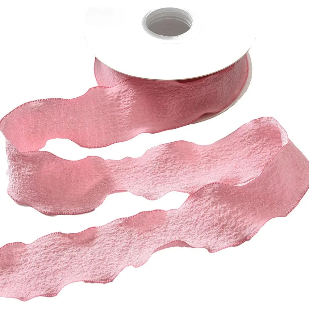 Ruffled Polyester Ribbon 1" Rosy Brown – 9.84 Yds Craft Trim Craft Ribbon Trim Axl AECH04-17458