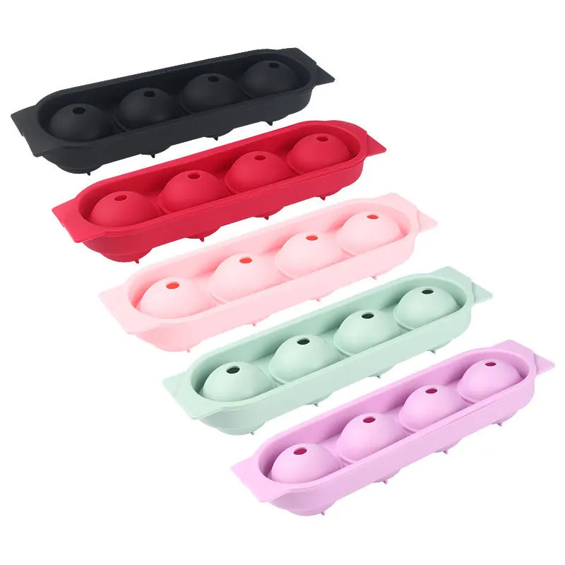 Large Silicone Ice Ball Mold – 4-Cavity Whiskey Ice Maker Ice Ball Mold Axl