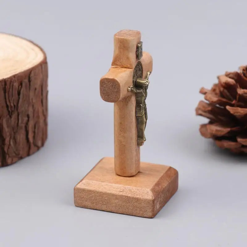 Wooden Standing Cross Figurine – Farmhouse Religious Decor Religious Figurine Axl