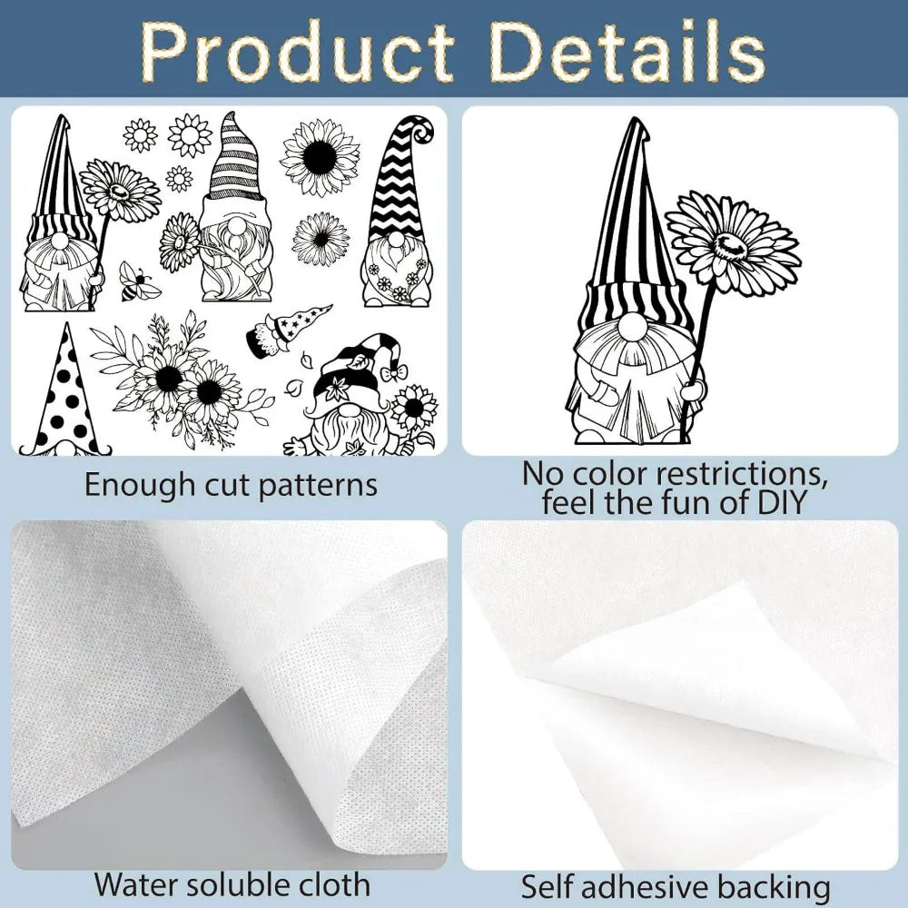 Gnome Water Soluble Embroidery Stabilizer Sheets – 2 Pack A4 Embroidery Stabilizer Axl