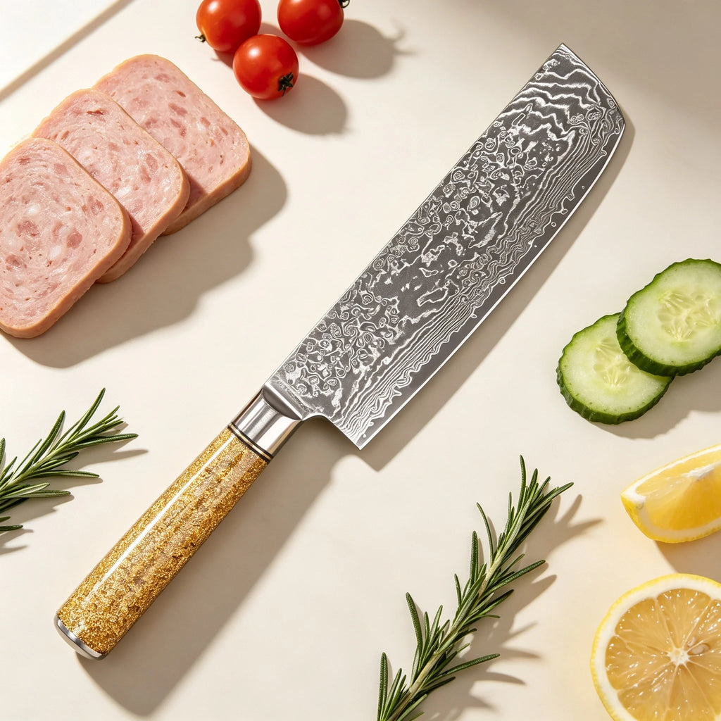 Damascus Steel 67-Layer Japanese Nakiri Knife | Sharp & Precise Damascus Kitchen Knife Axl