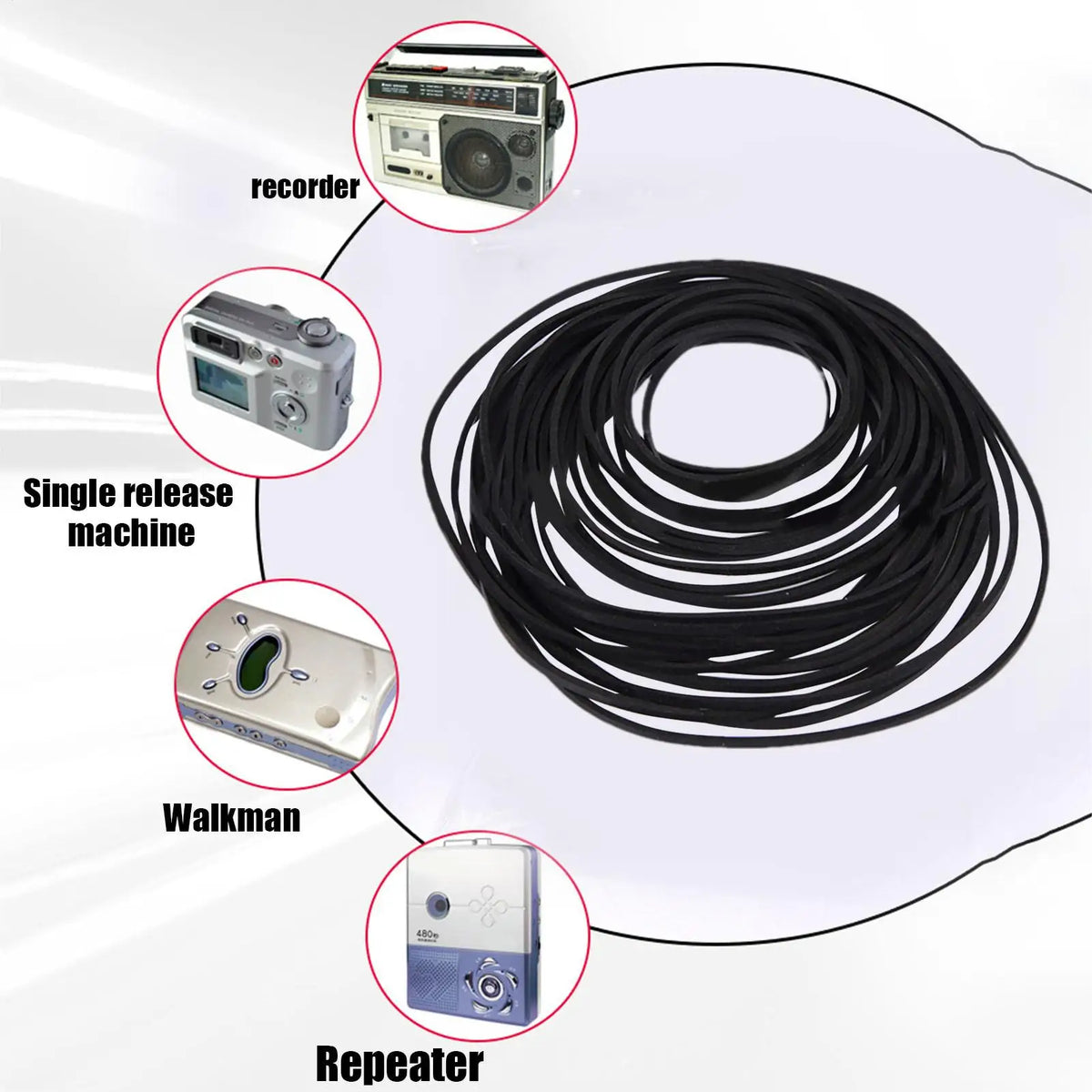 30-Pack Rubber Drive Belts – Turntable, Cassette & DVD Replacement Drive Belts Axl