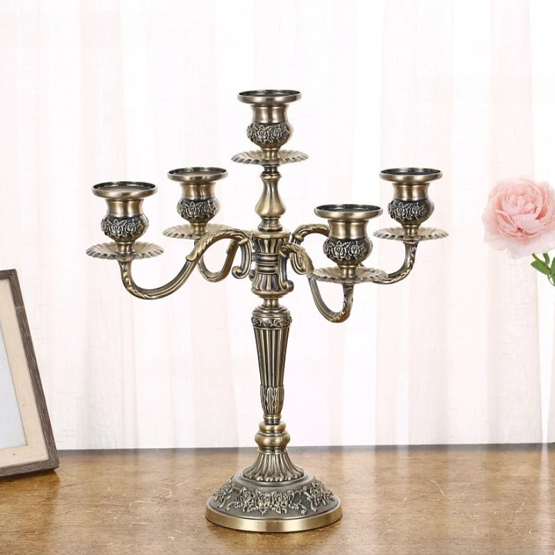 Silver Gold Multi-Arm Metal Candelabra – 3 & 5 Arm Candle Holder Metal Candelabra Axl